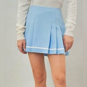 English Factory Pleated Mid Rise Skort Light Blue Skirt